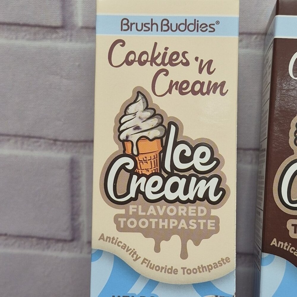 4x Brush Buddies Ice Cream Flavored Toothpaste Cookie Vanilla Mint Chocolate 🍫 - Picture 2 of 11
